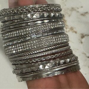Elegant Silver Bangle Set